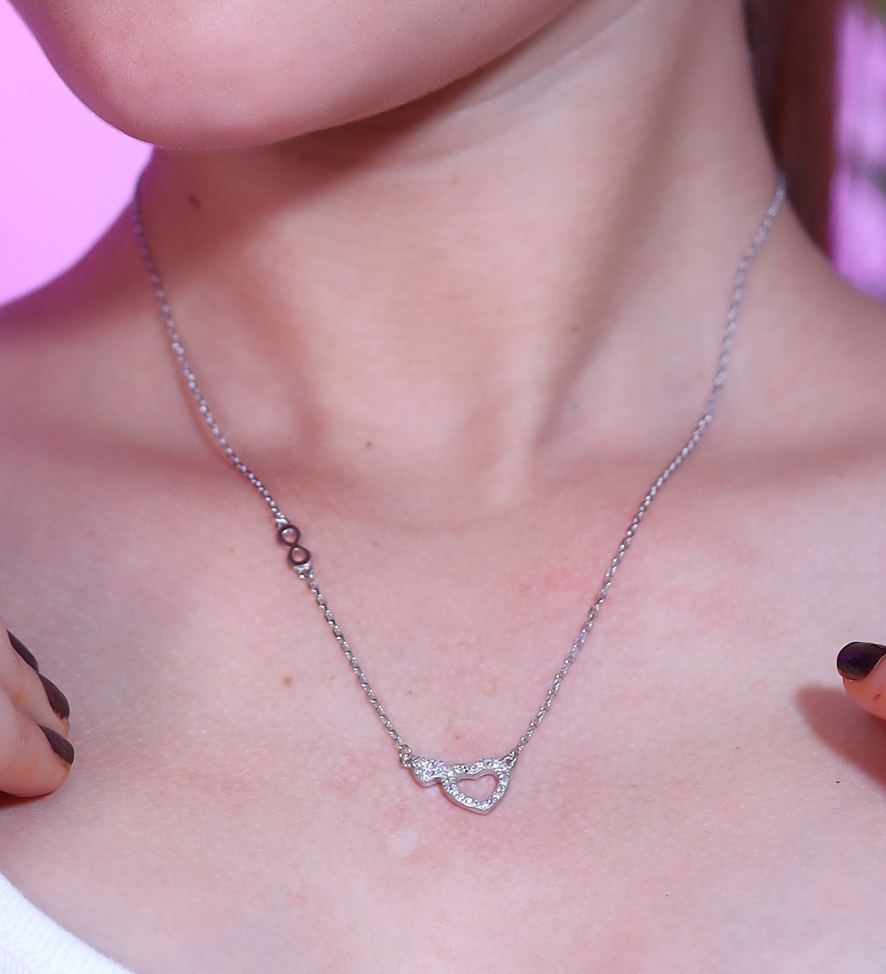 Double Chain Heart Pendant Necklace