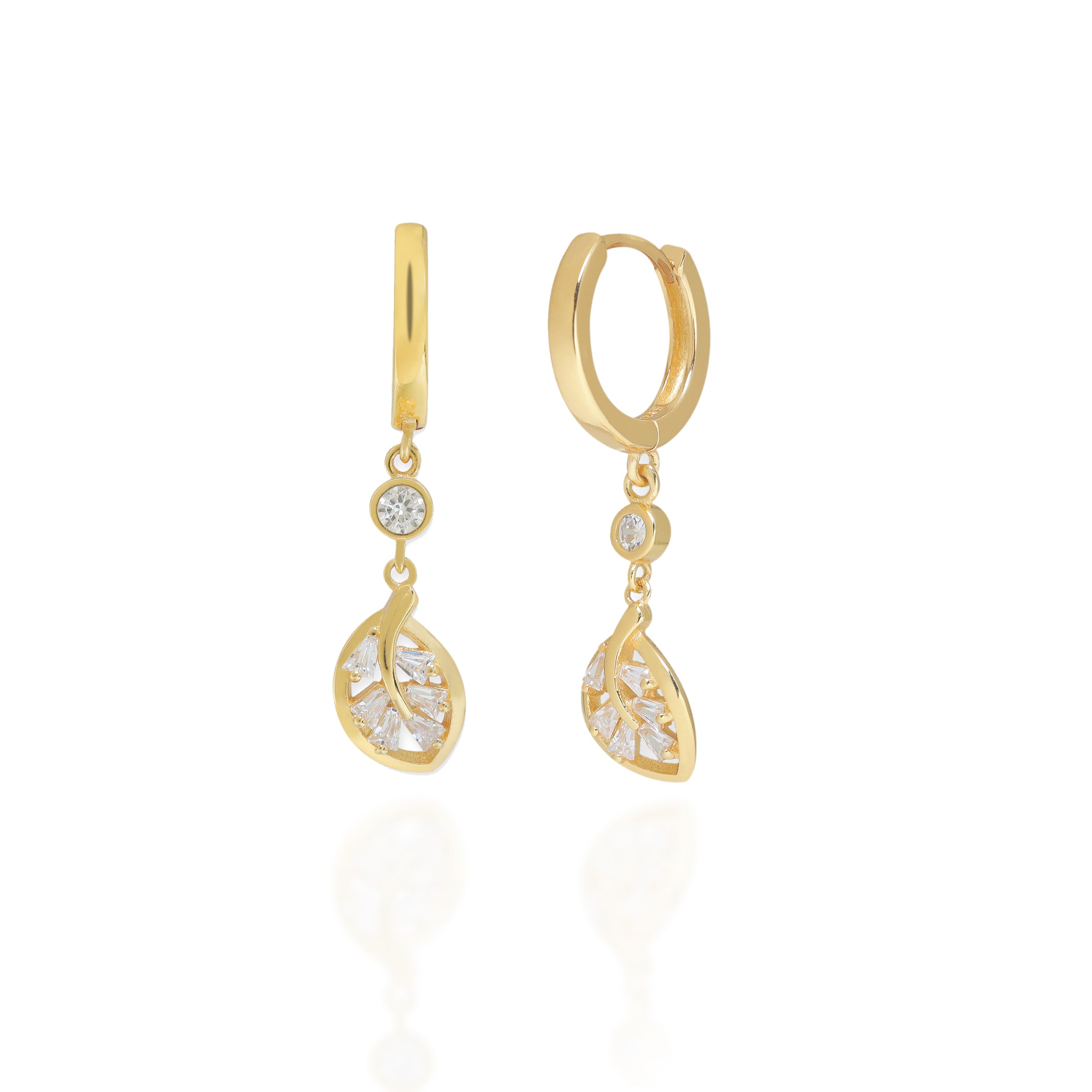 Golden Leaf Drops Hoops