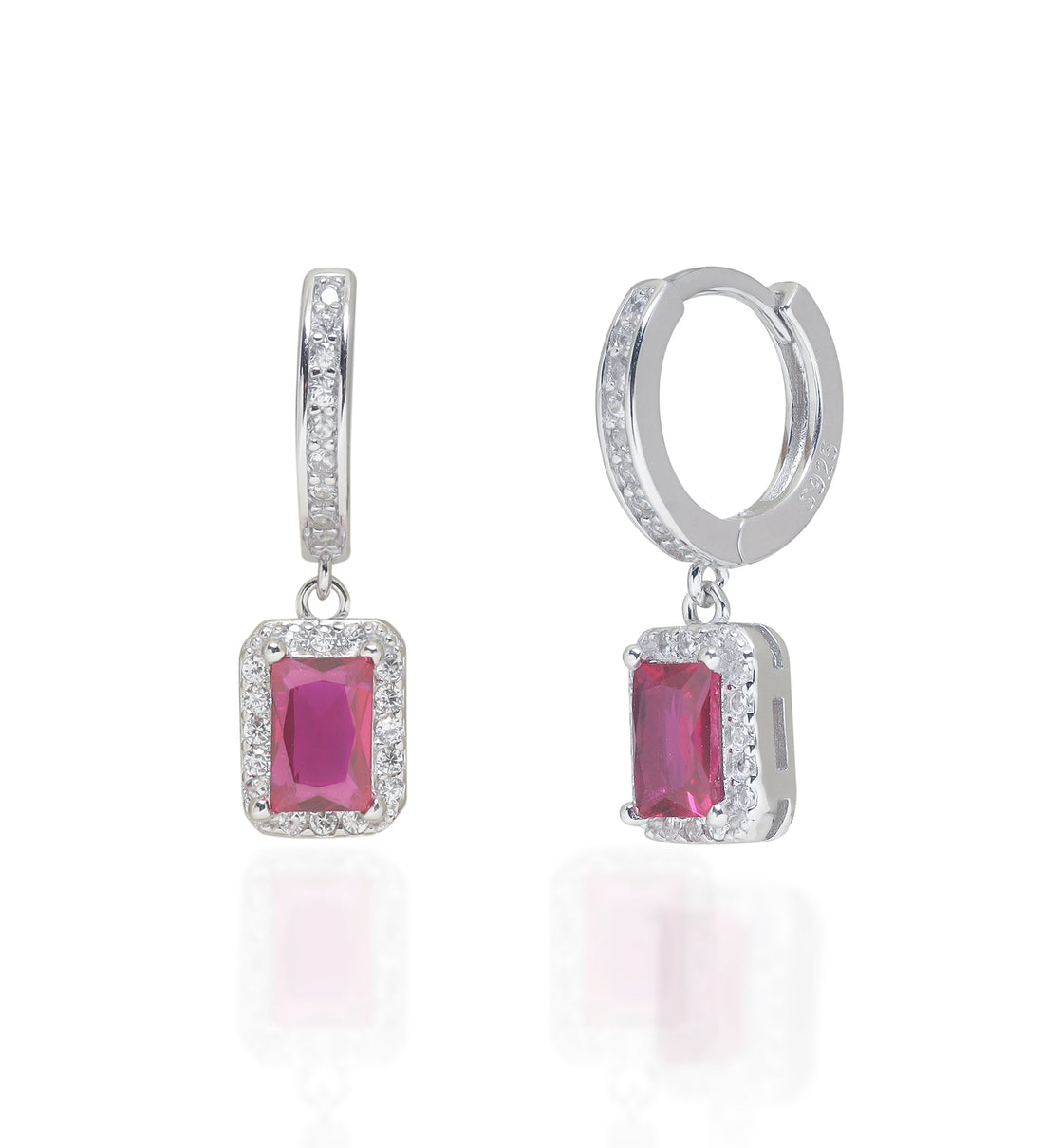 Ruby Halo Drop Hoops