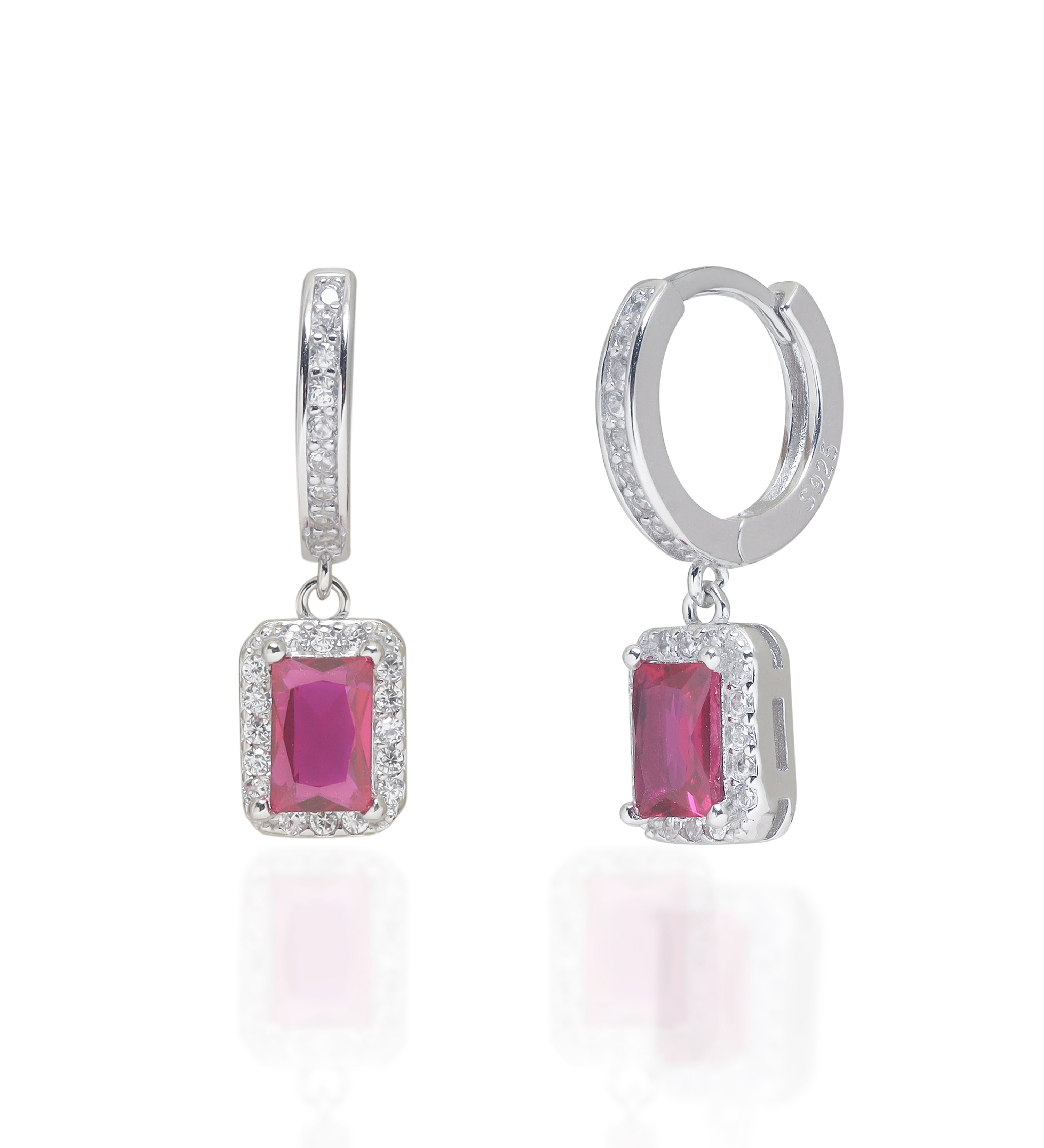 Ruby Halo Drop Hoops