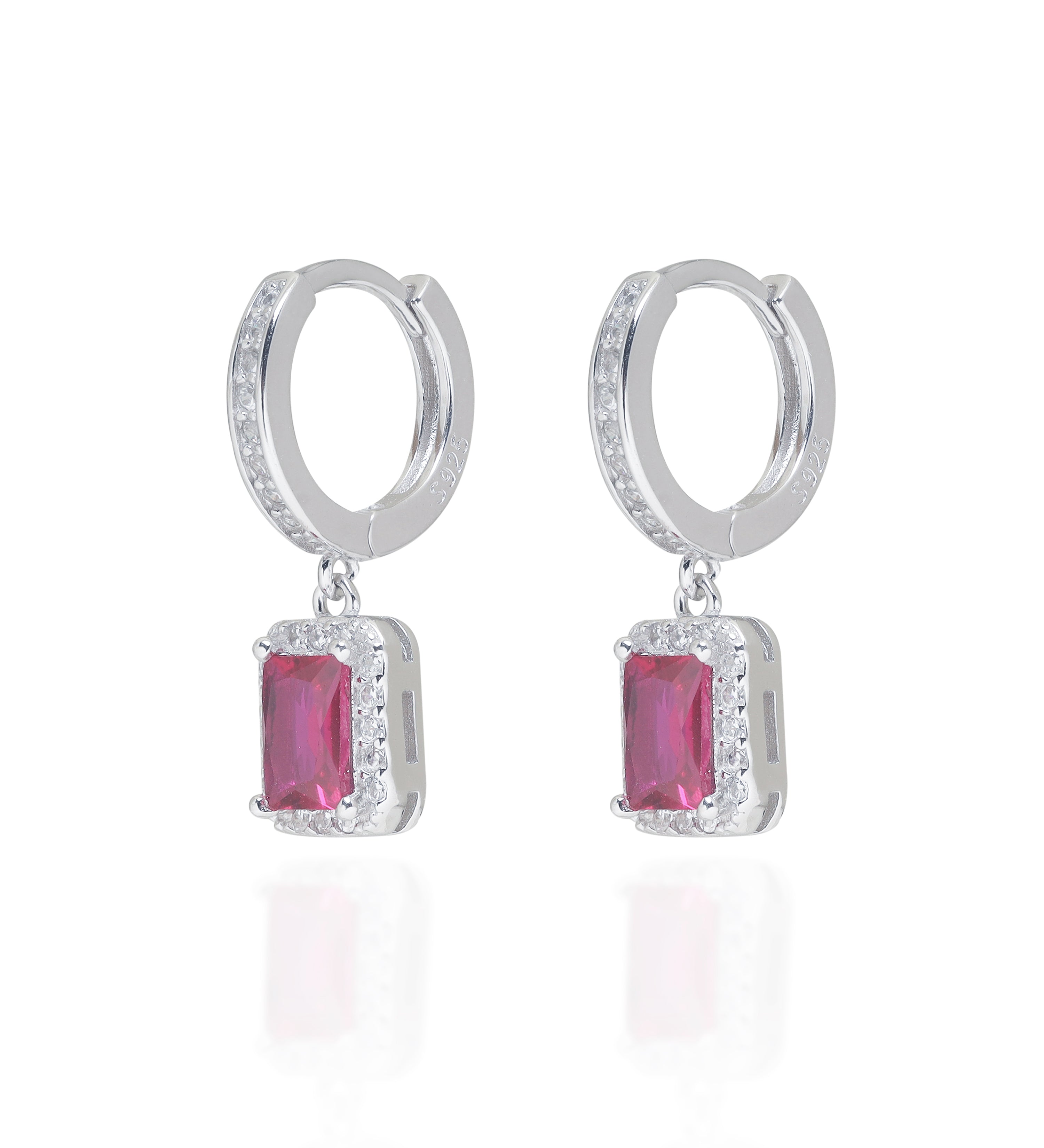 Ruby Halo Drop Hoops