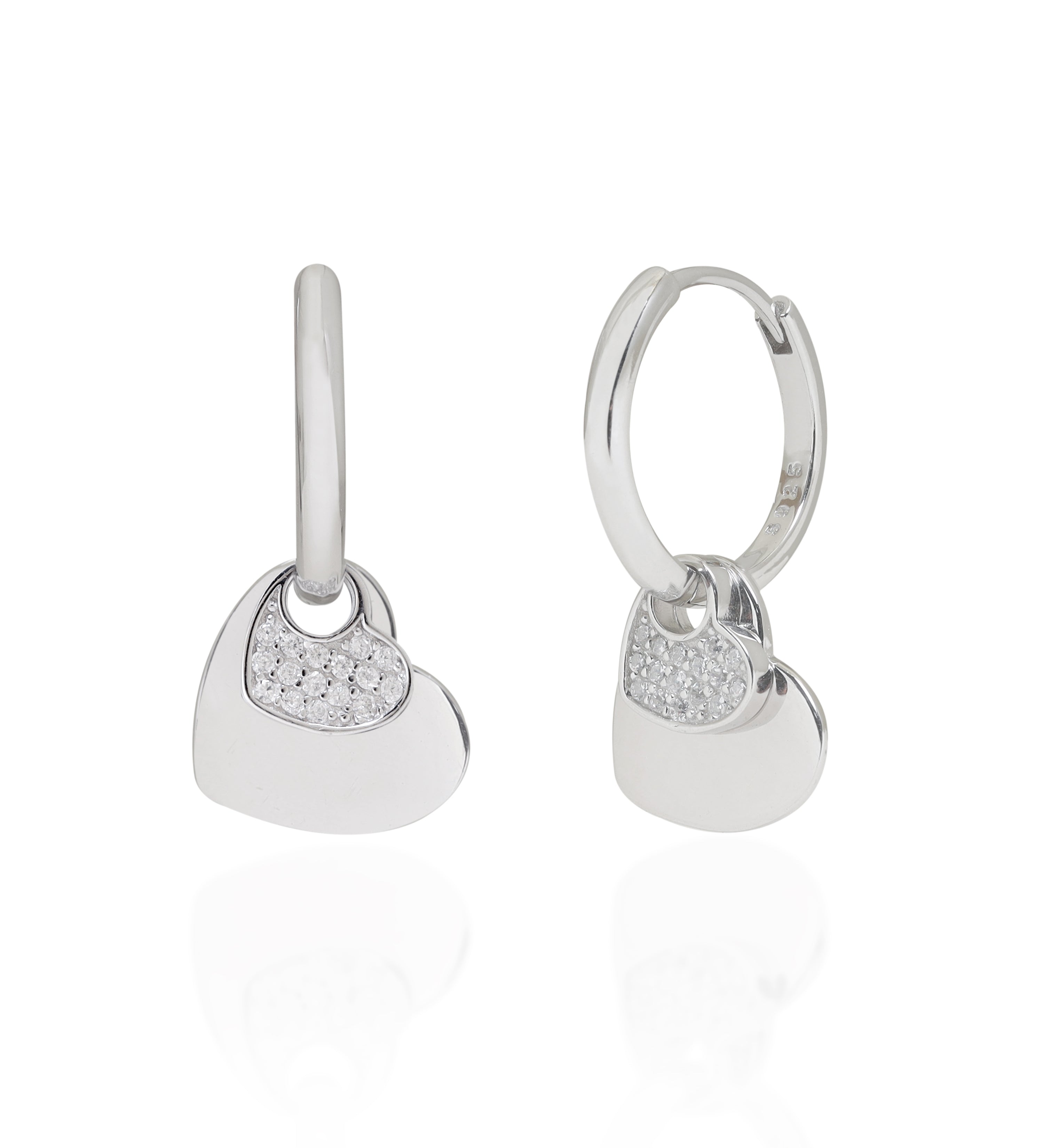 Crystal Heart Charm Hoops