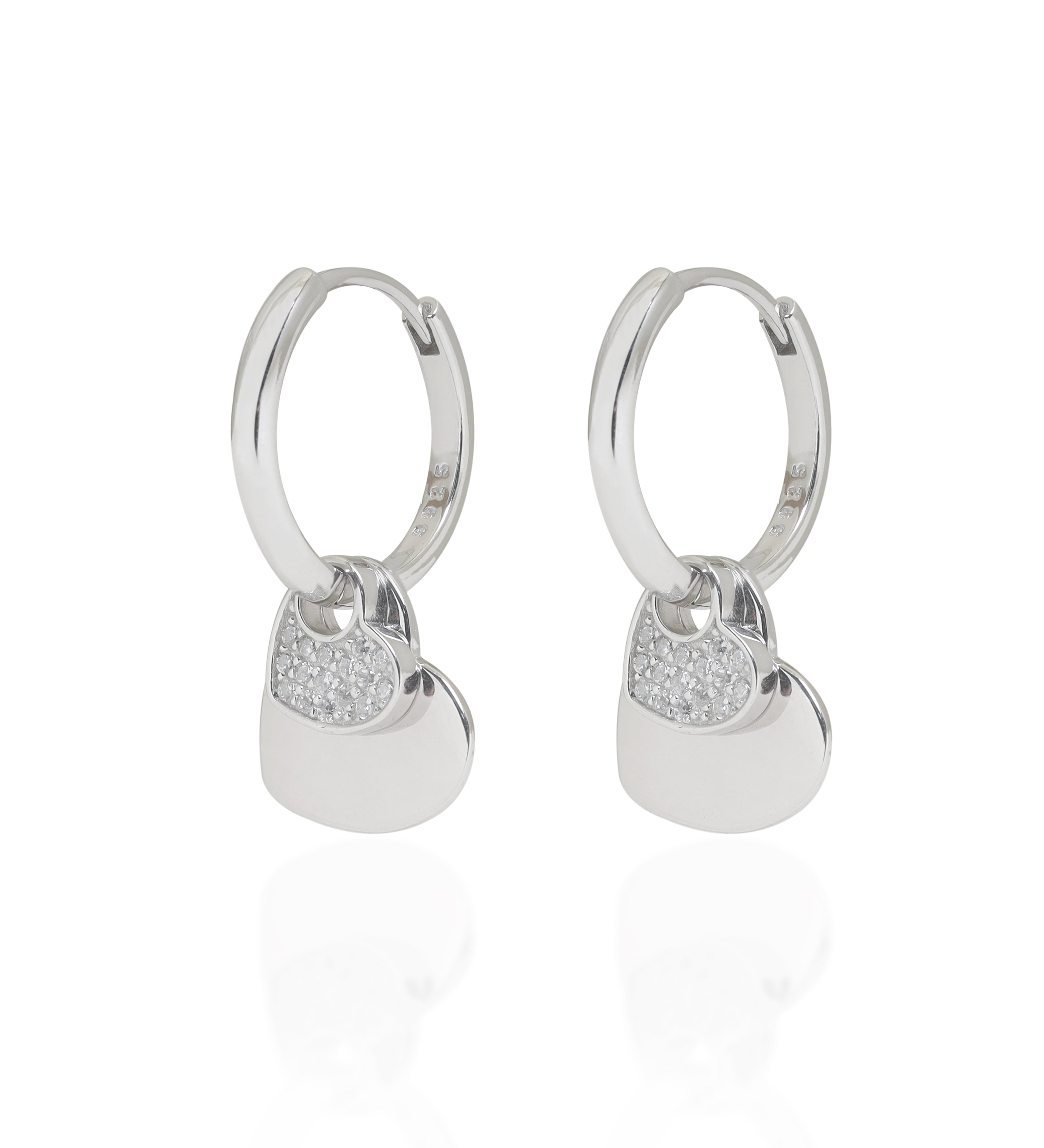 Crystal Heart Charm Hoops