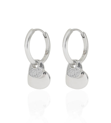 Crystal Heart Charm Hoops