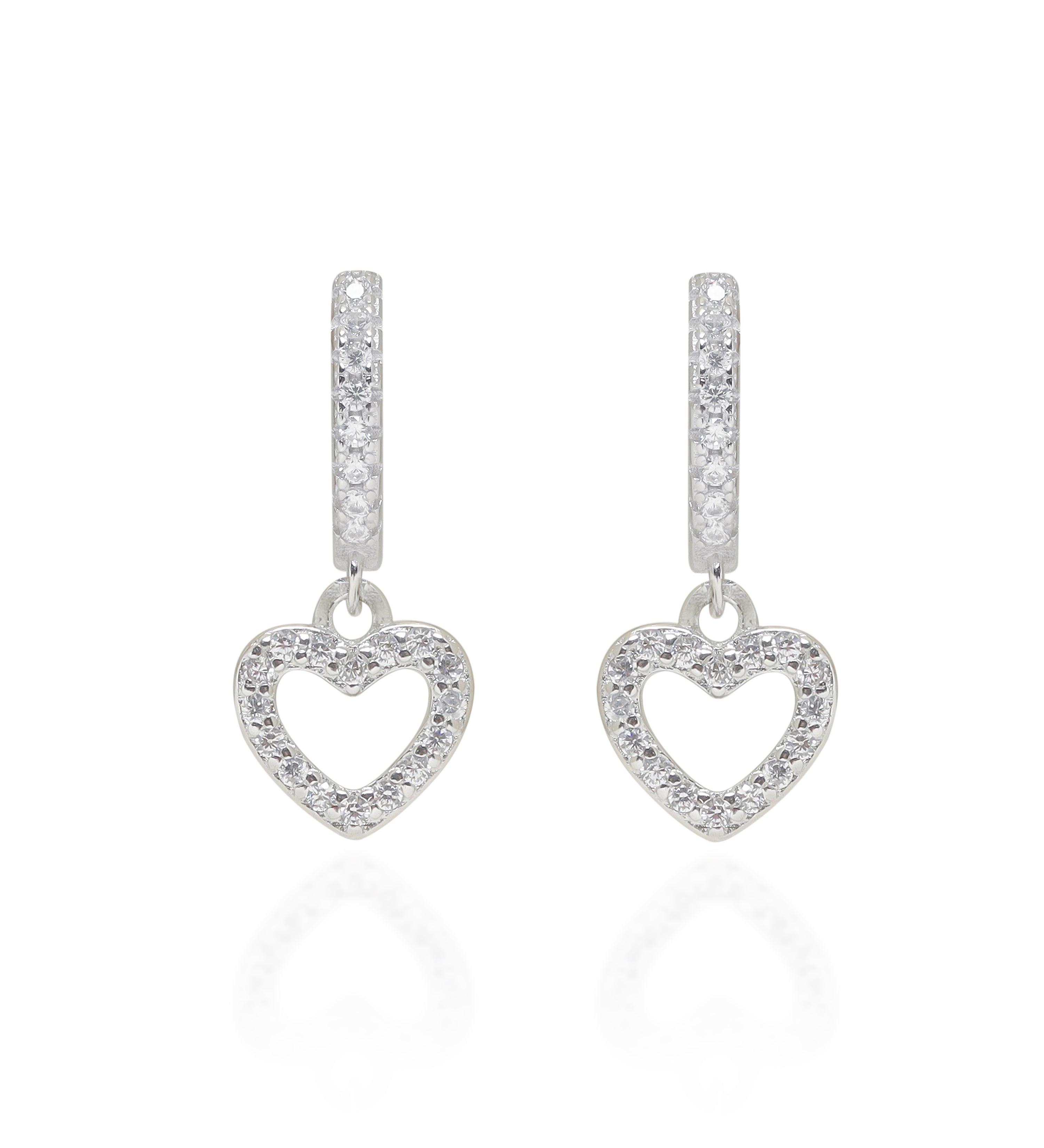 Diamond Heart Charm Hoops