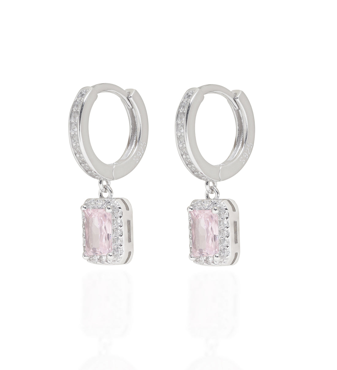Pink Glow Diamond Hoops