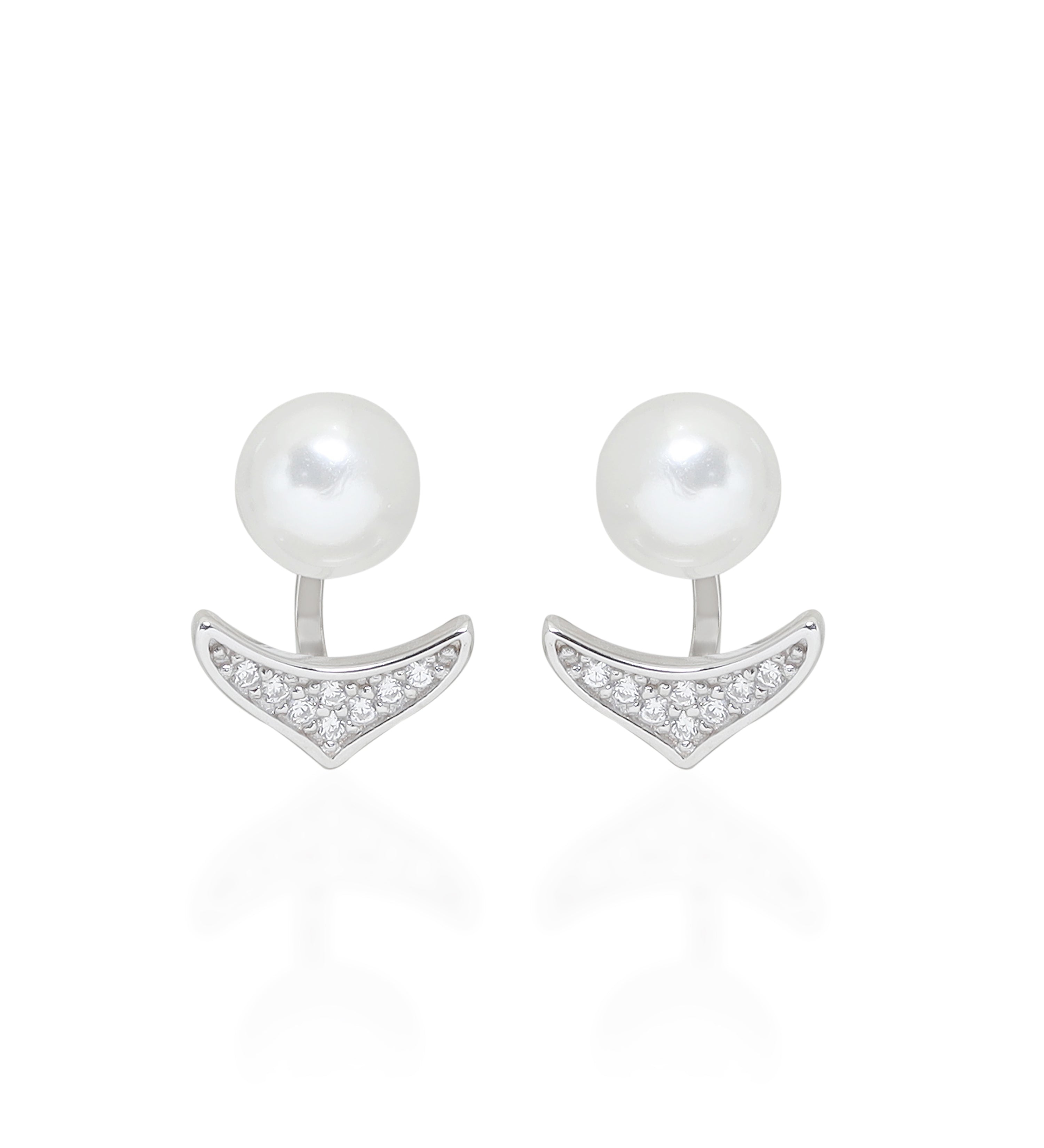 White ball stud with charm