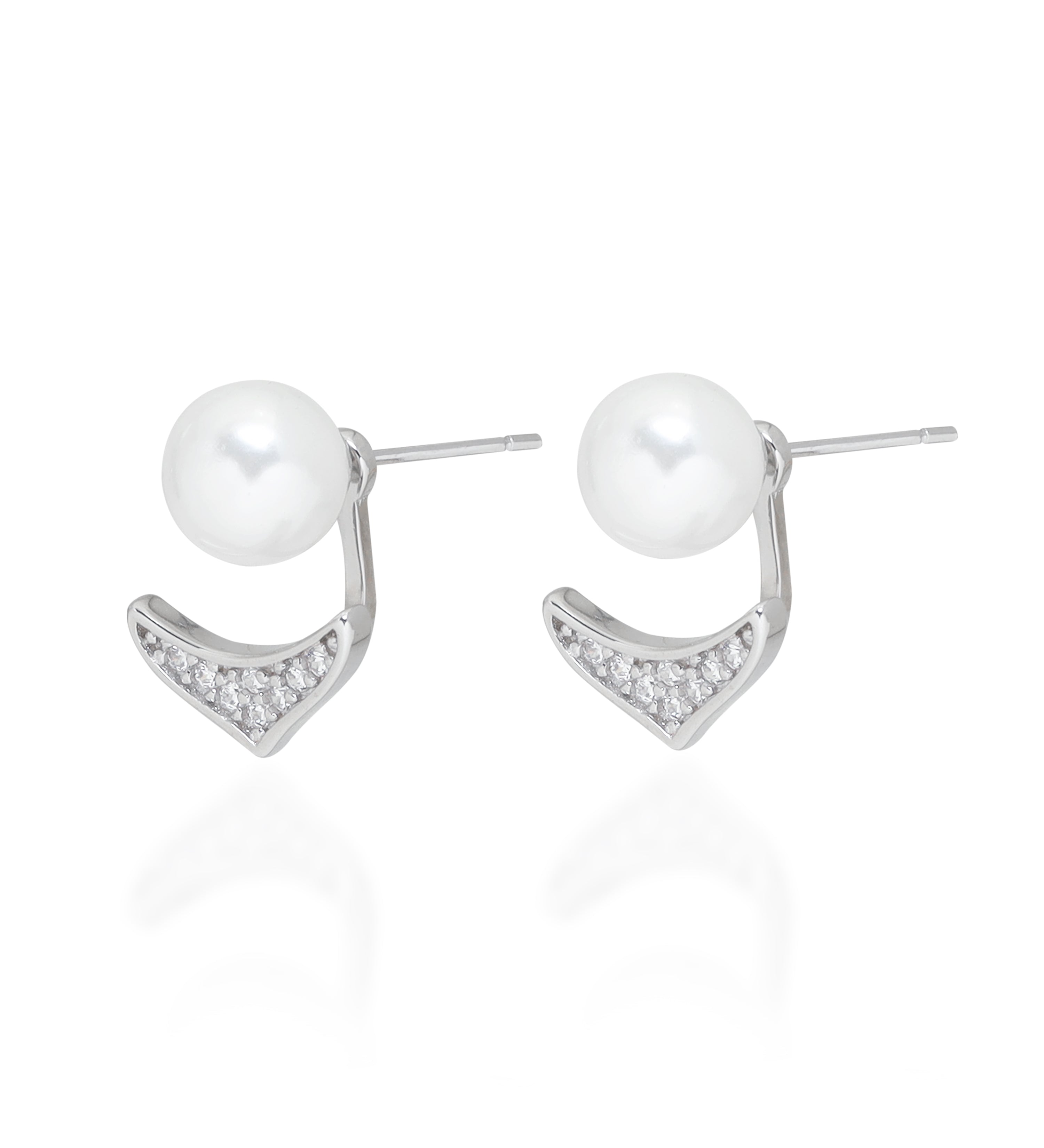 White ball stud with charm