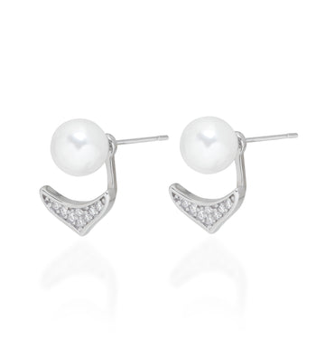White ball stud with charm