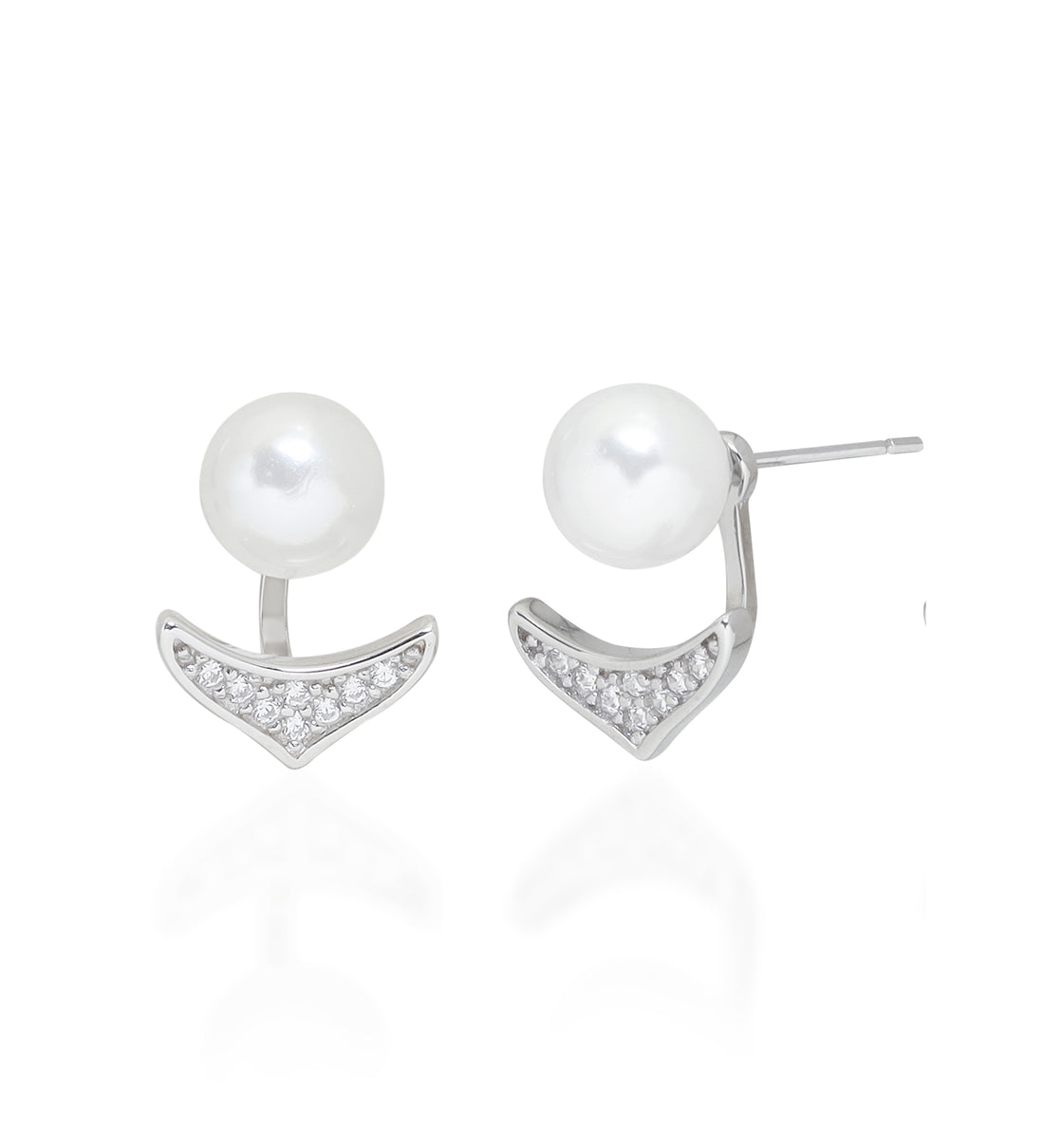 White ball stud with charm