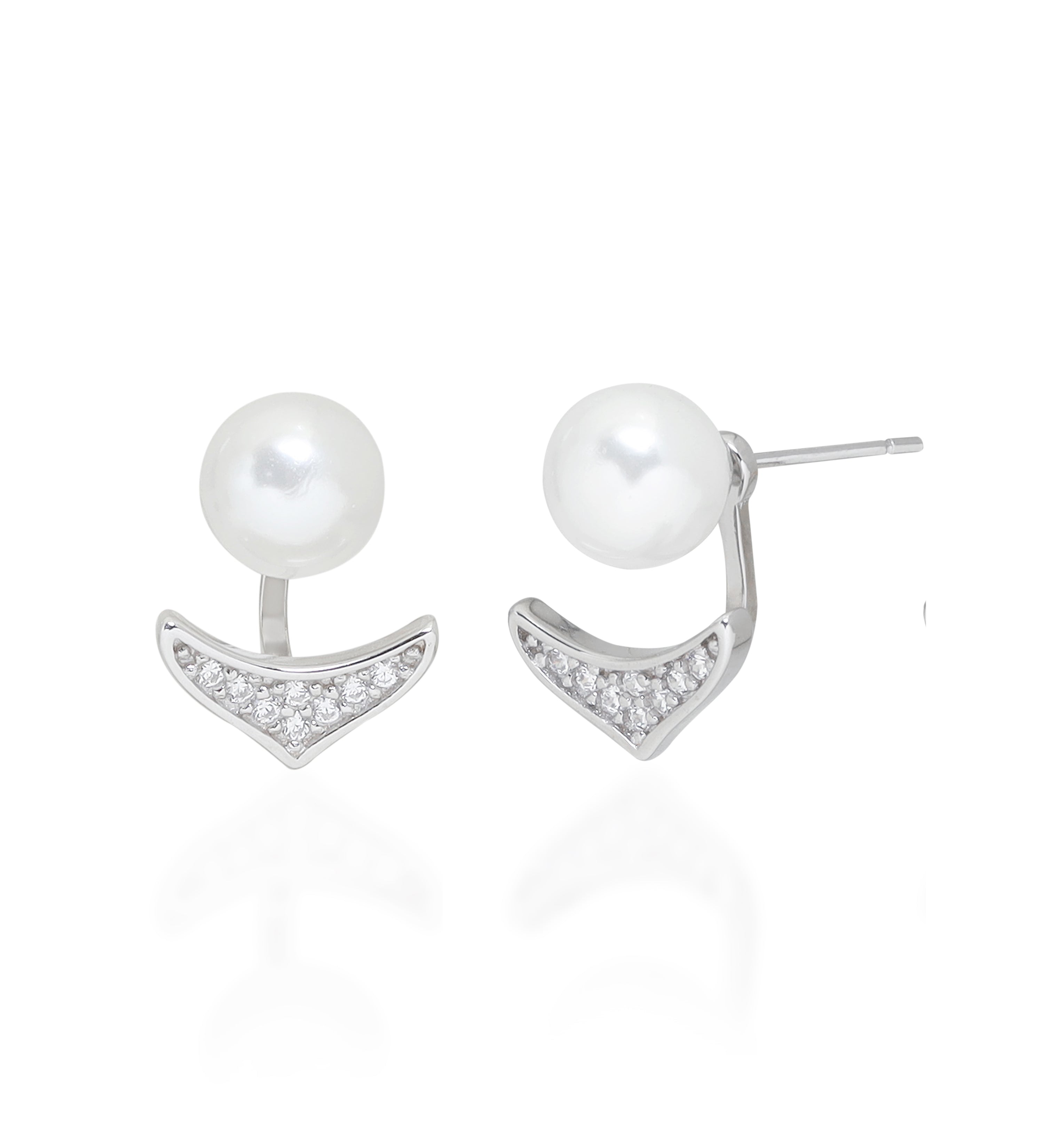 White ball stud with charm