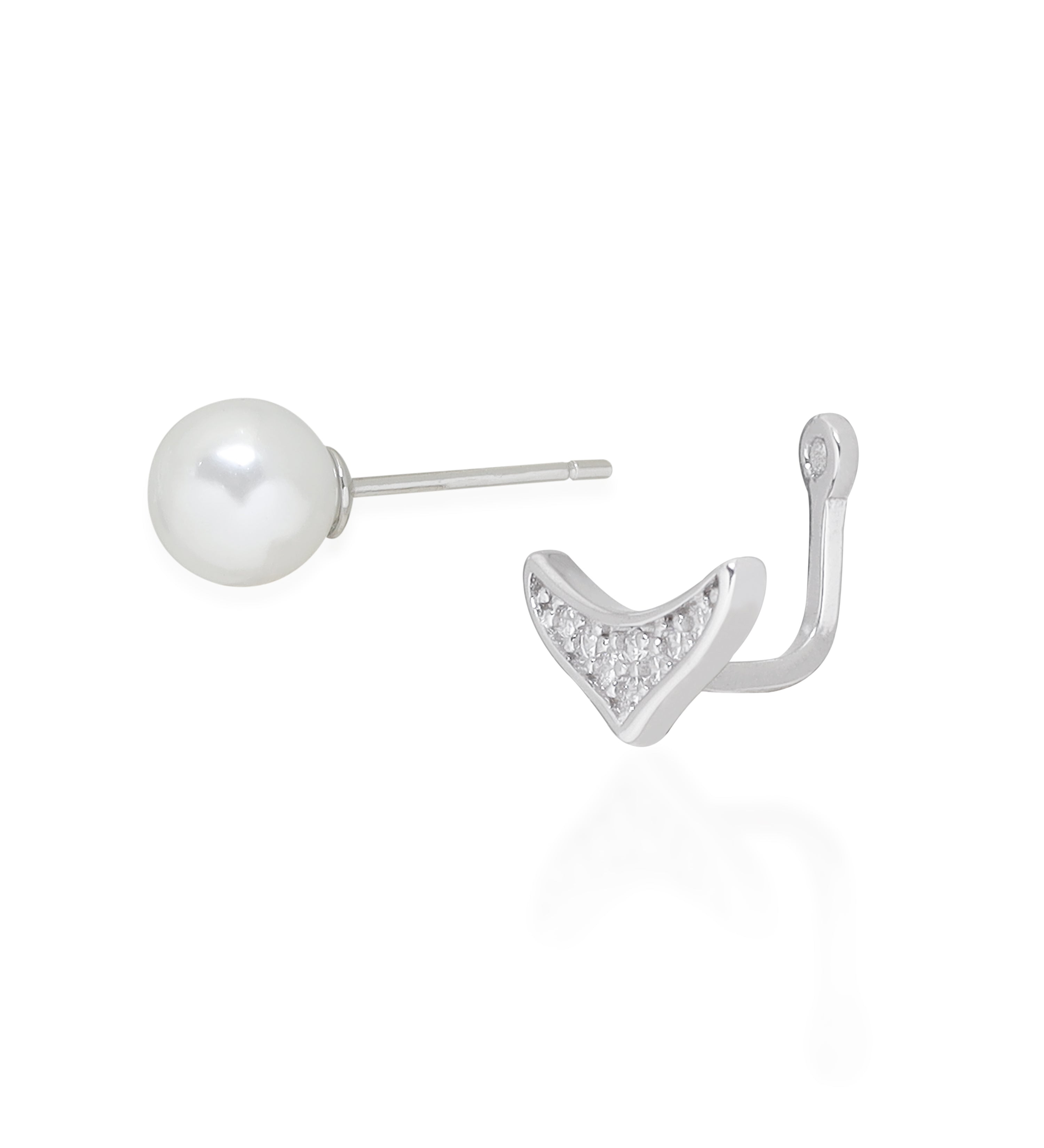 White ball stud with charm