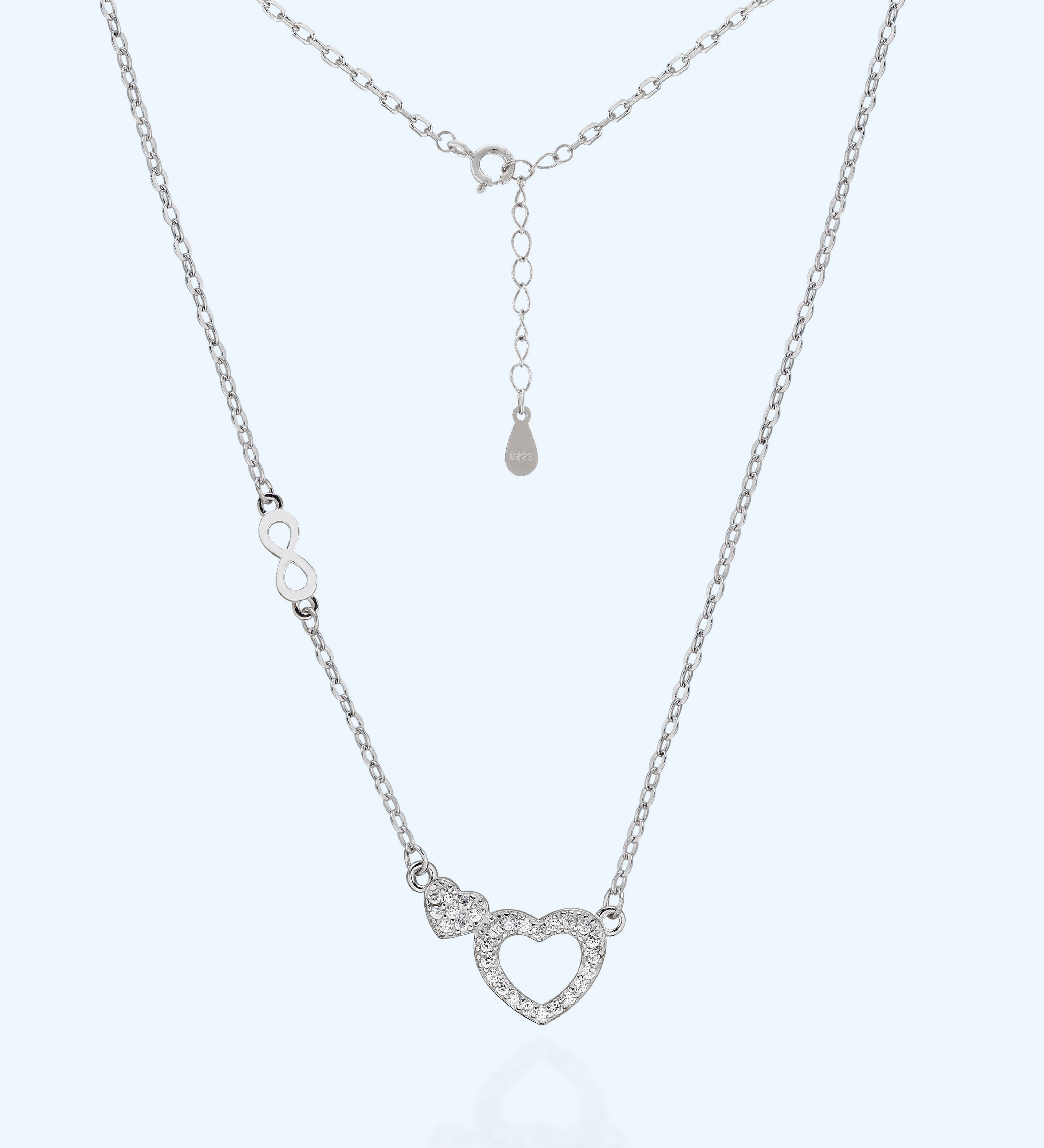 Double Chain Heart Pendant Necklace